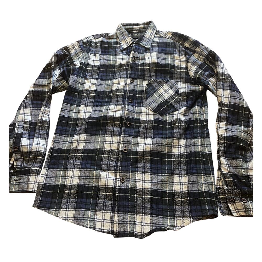 The Vermont Flannel Company Blue and White Plaid Flannel Shirt - Medium